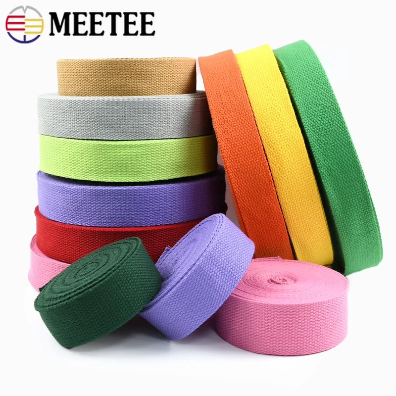 

10M 20/25/32/38/50mm Cotton Webbing Tapes For Strap 1.3mm Canvas Bag Ribbon Bands Backpack Bias Binding DIY Sewing Accessories