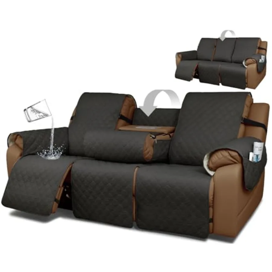 

Waterproof Recliner Sofa Covers with Flipped Middle Backrest Washable Recliner Couch Covers Non-Slip with Elastic Straps Furnit