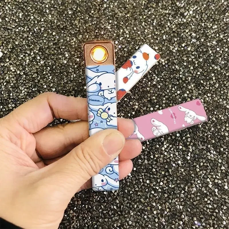 Cinnamoroll Kuromi personalized creative cartoon pattern compact portable rechargeable windproof electronic cigarette lighter