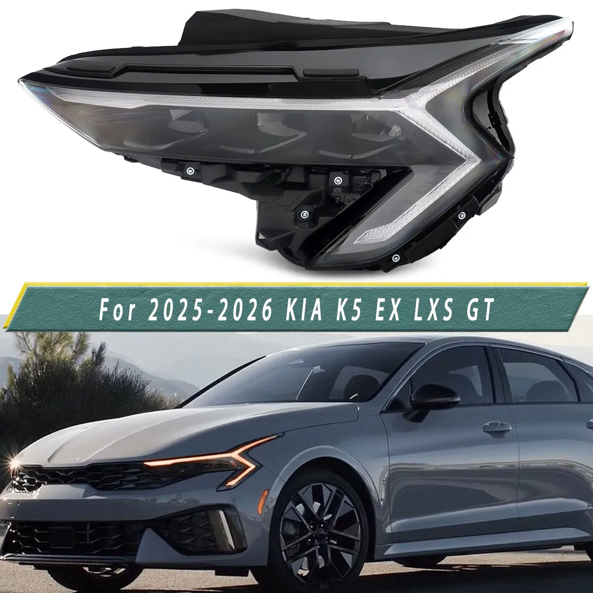 

Светодиодная фара в сборе для KIA K5 EX LXS GT 2025-2026, левая (сторона водителя), для седана GT-Line 4-дверный, 92101-L2550, левая/правая фара