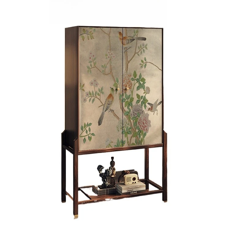 

Ancient style living room decorative chest, solid wood tall cabinet, bedroom bedside chest