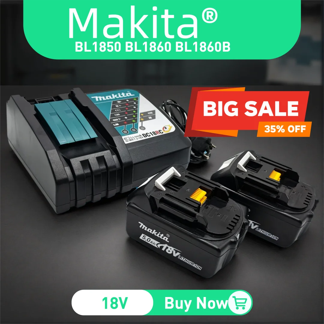 

Makita 18V 5000mAh Li-ion Replacement Battery, Compatible with BL1830 BL1850 BHP454 Power Tools