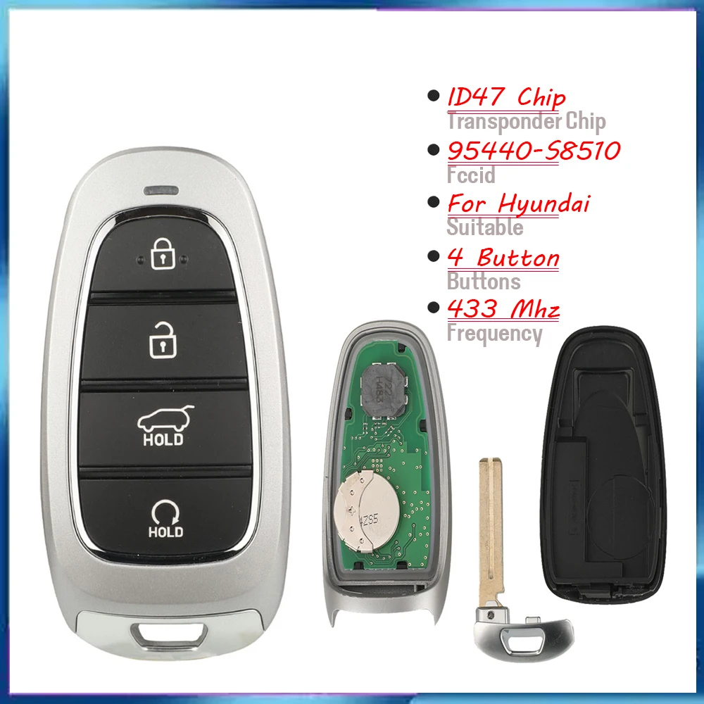Jingyuqin New Remote Car Key ID47Chip 433MHz For Hyundai Sonata Nexo Grandeur Tucson Santa Fe 95440-S8510