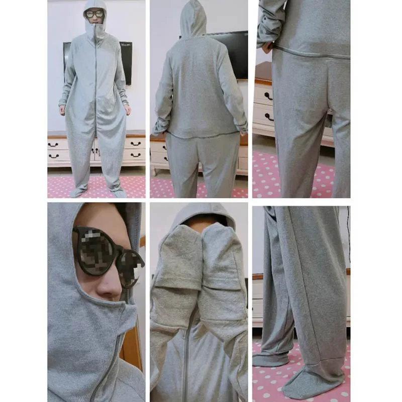 Adult Hooded Jumpsuit With Gloves And Foot Covers ABDL Cute Print Pure Cotton All Wrap Playsuits Zipper Loose Romper Sleepwear