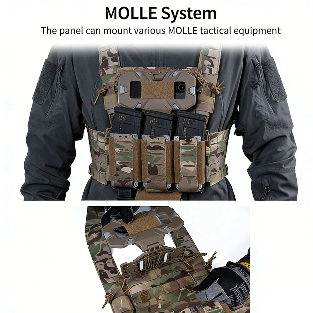 Tactical Chest Rig Panel with MOLLE Holder Style ,Hunting Airsoft Chesty Navigation Front Panel Expansion Gear