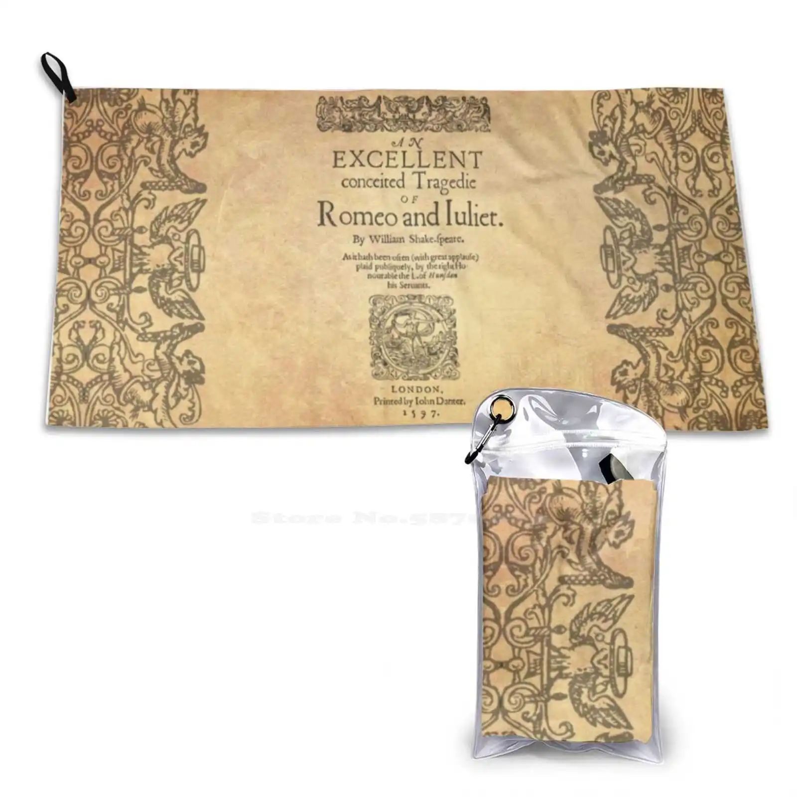 Shakespeare , Romeo And Juliet 1597 Beach Towels Quick-Drying Sports Towels Shakespeare Literature Merchandising Xvi Tragedie