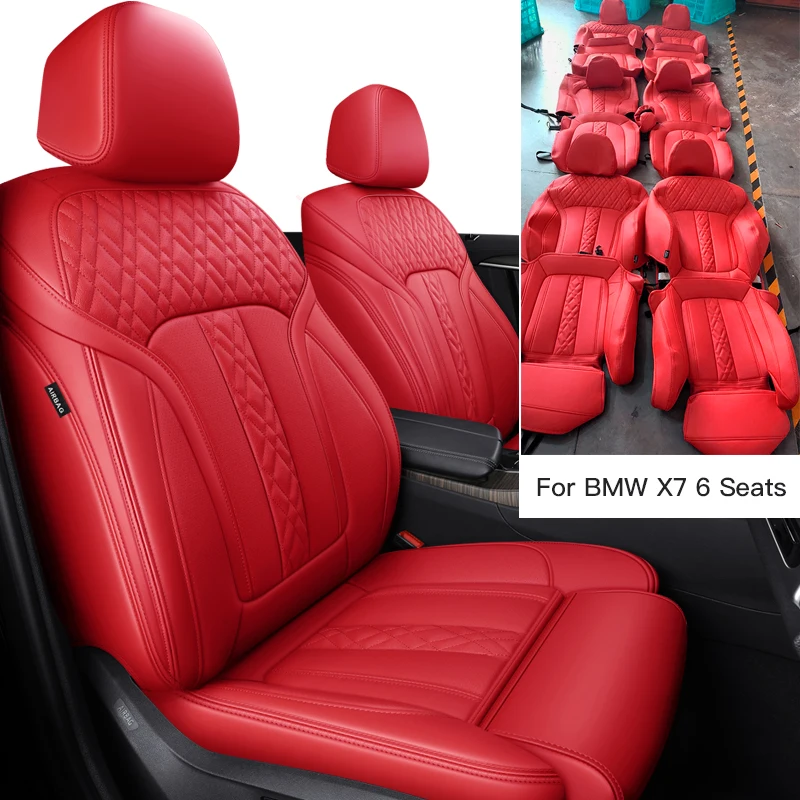 Custom Fit Car Accessories Seat Covers for 3 Rows 6 Seats Full Set Middle Perforated Leather Specific for Bmw X7