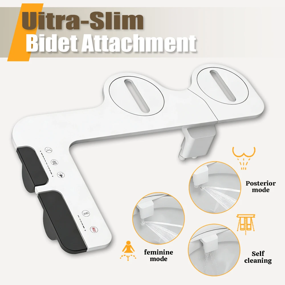 

Non-Electric Ultra-Slim Toilet Seat Easy To Install Hot And Cold Water Buttocks cleaning Dual nozzle Bidet Feminine Wash Device