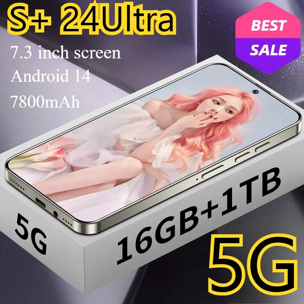 2025 Cellulari S + 24 Ultra Originale 4G 5G Smartphone 7.3HD Dual Sim Cellulare 7800Mah Android 14 Versione Globale Cellulari