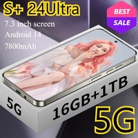 2025 Cellphones S+ 24 Ultra Original 4G 5G Smartphone 7.3HD Dual SIM Cell Phone 7800mAh Android 14 Global Version Mobile Phones