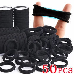 50Pcs Elastic Hair Ties For Women Ponytail Holder Scrunchies Seamless Soft Rubber Hair Bands Black Hair Accessories Headdress