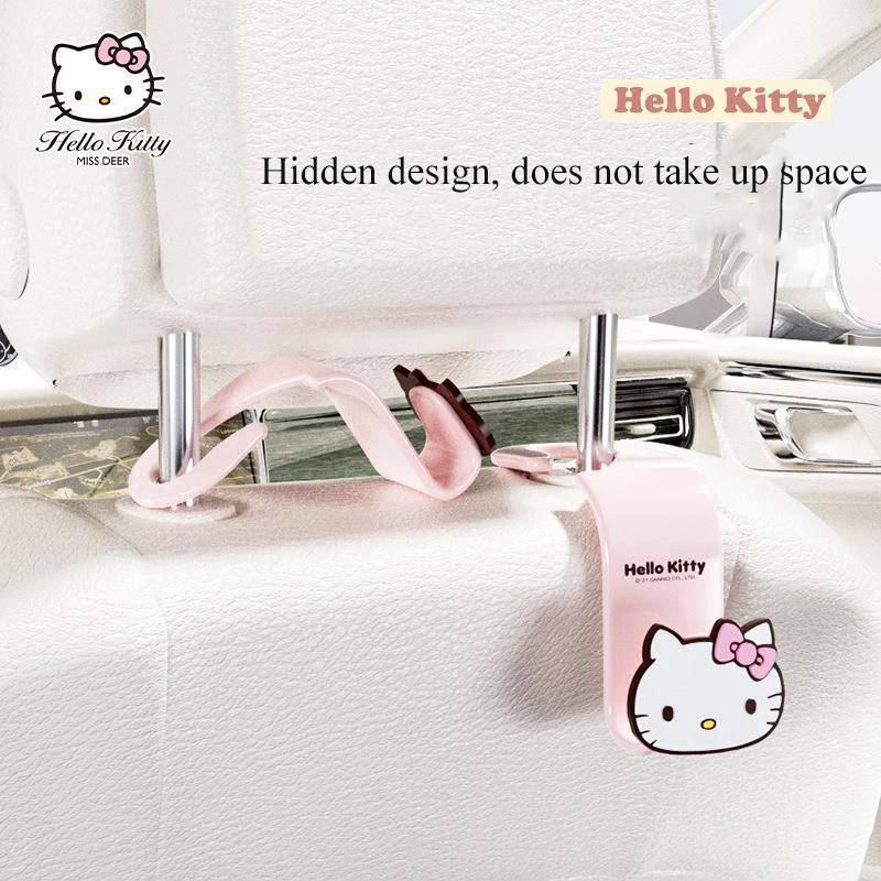 Sanrio Kawaii Hello Kitty Car Hook Cartoon Car Seat Load-bearing Hook Car Rear Chair Hook Car Interior Accessories Auto Parts