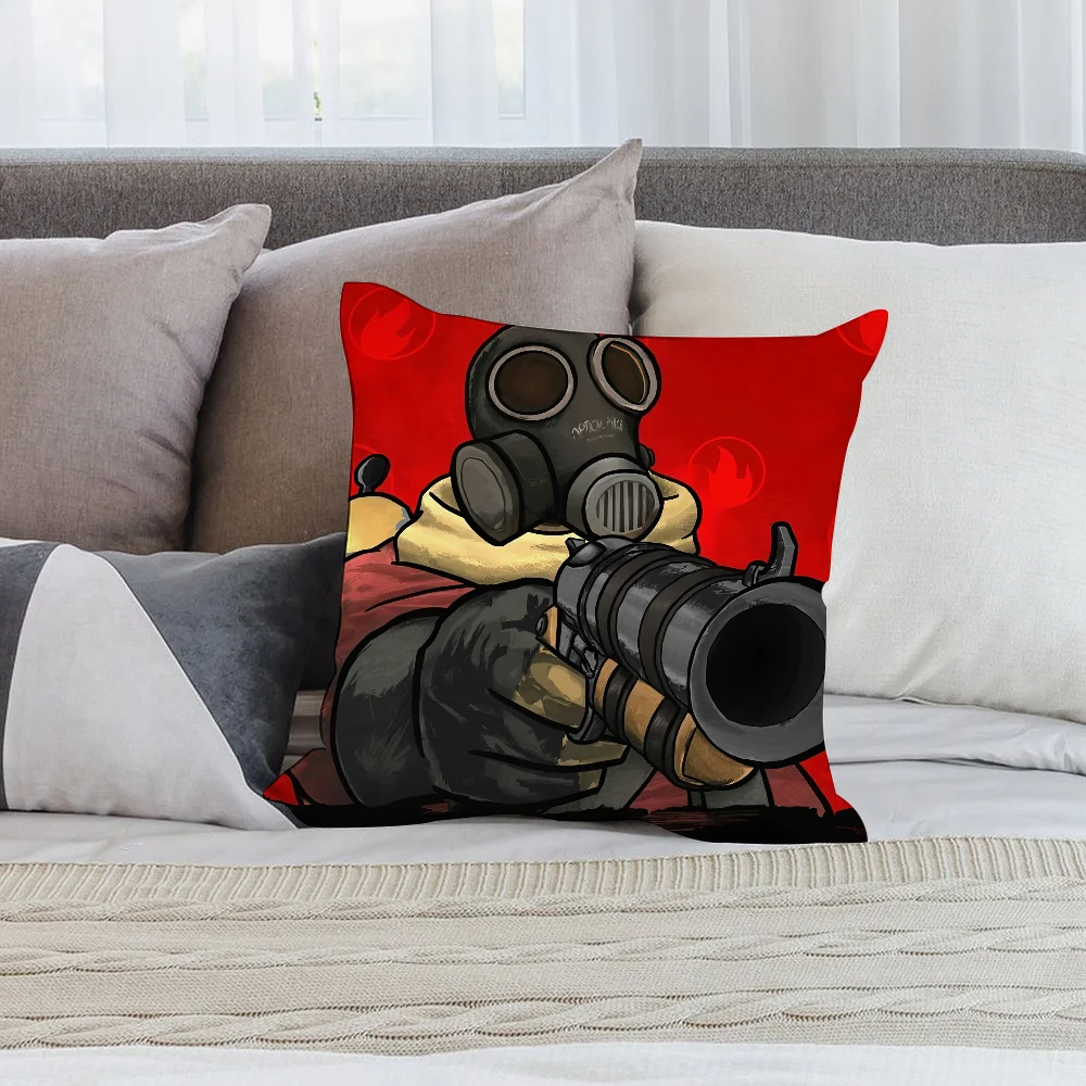 Tf2 Team F-Fortress 2 Pillow Case Short Plush Pillow Covers Sofa Decorative Gift Home Double-sided Printing Cushion Cover - Image 2