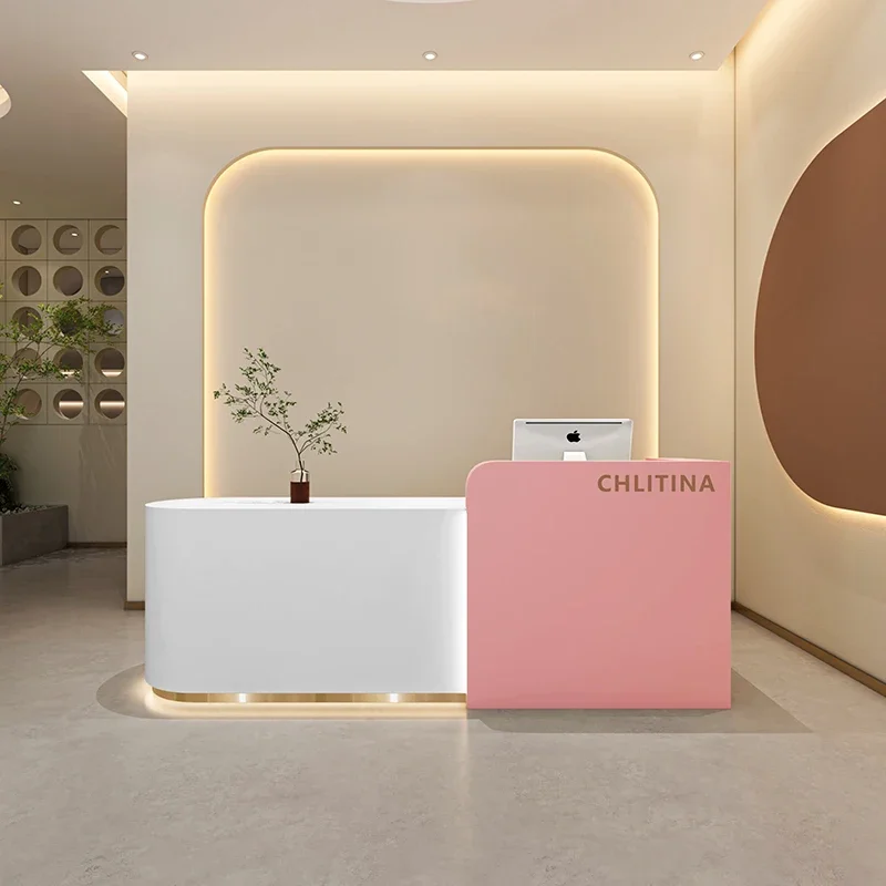 

White Mobile Reception Desk Modern Spa Clothing Shop Cashier Clinic Service Desk Beauty Salon Comptoir Caisse Modern Furniture