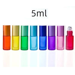 20/30/50Pcs 5ML Colorful Thick Glass Essential Oil Roller Bottles Portable Refillable Perfume Roll on Vials