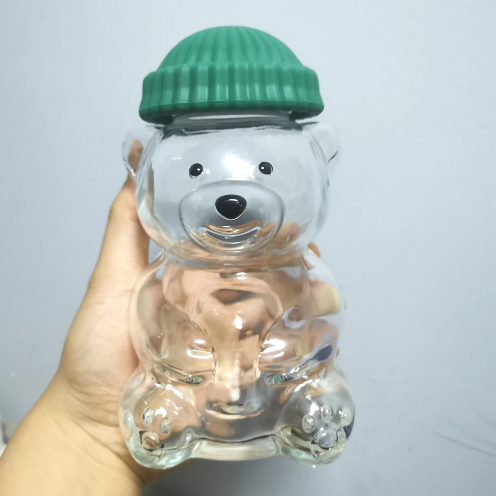 40 Pieces 500ML/16oz Glass Bear Honey Jar Beverage Bottles Honey Jars Juice Storage Cups Honey Shop Hot Sale