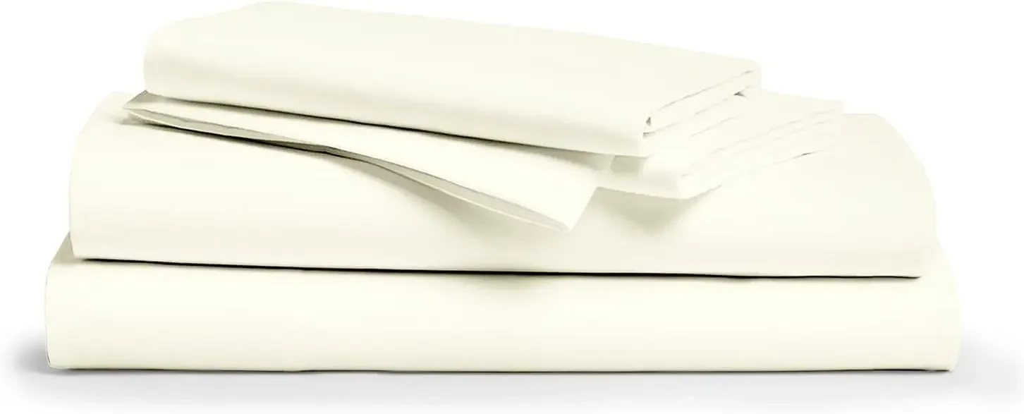 Egyptian Cotton Split King Sheet Set - 800 Thread Count 5 PC Ivory Sheets for Adjustable Bed, Extra Long Staple Cooling Sheets,