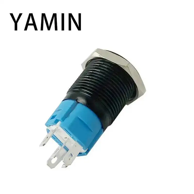 16/19/22mm preto escudo metal botão interruptor personalização 3-6v 12-24v 220v redefinir/luz de travamento à prova dwaterproof água para carro rv caminhão