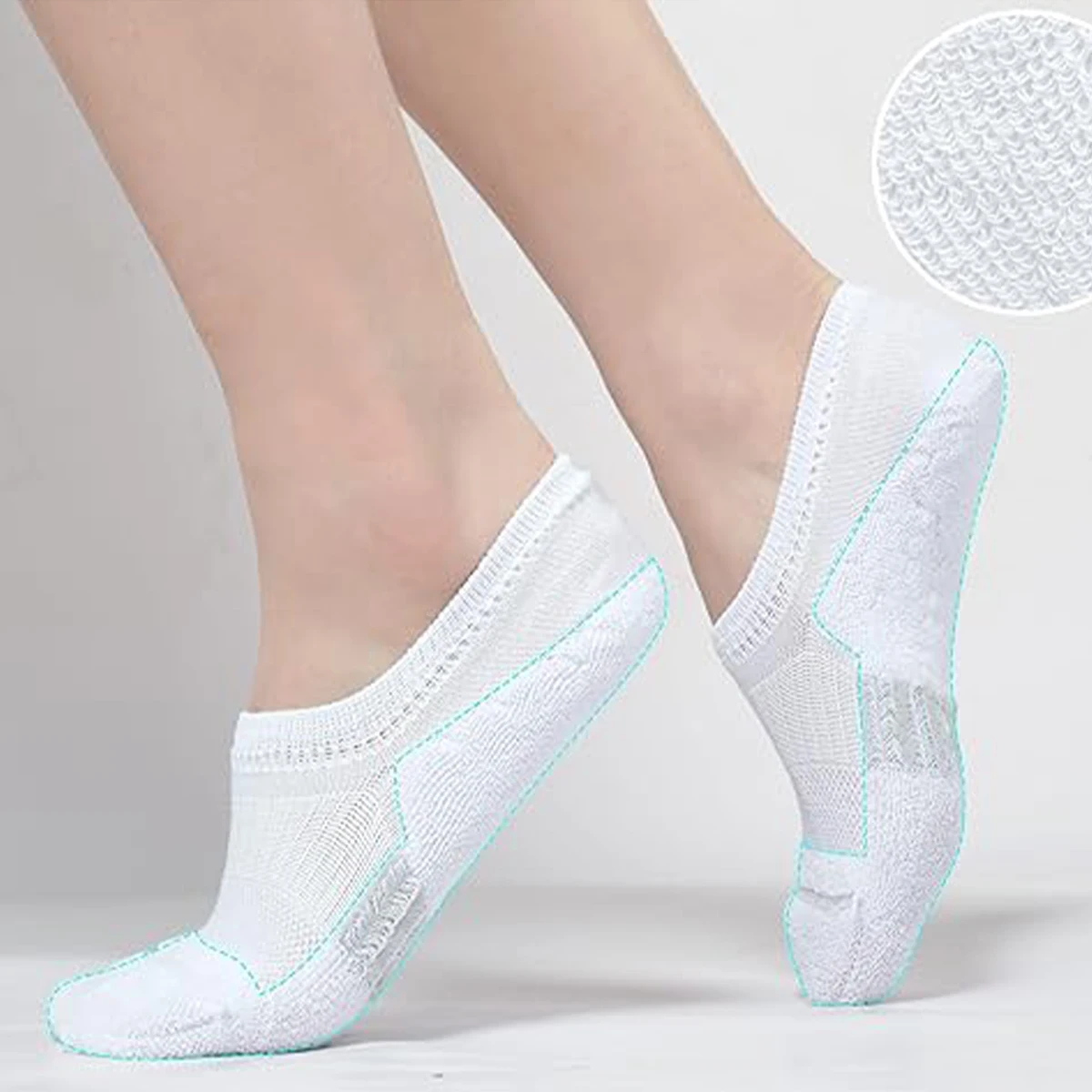 5/10/20 Pairs Women\'s White No Show Socks, Comfortable, Breathable, Moisture-Wicking, Athletic Style, Durable Support