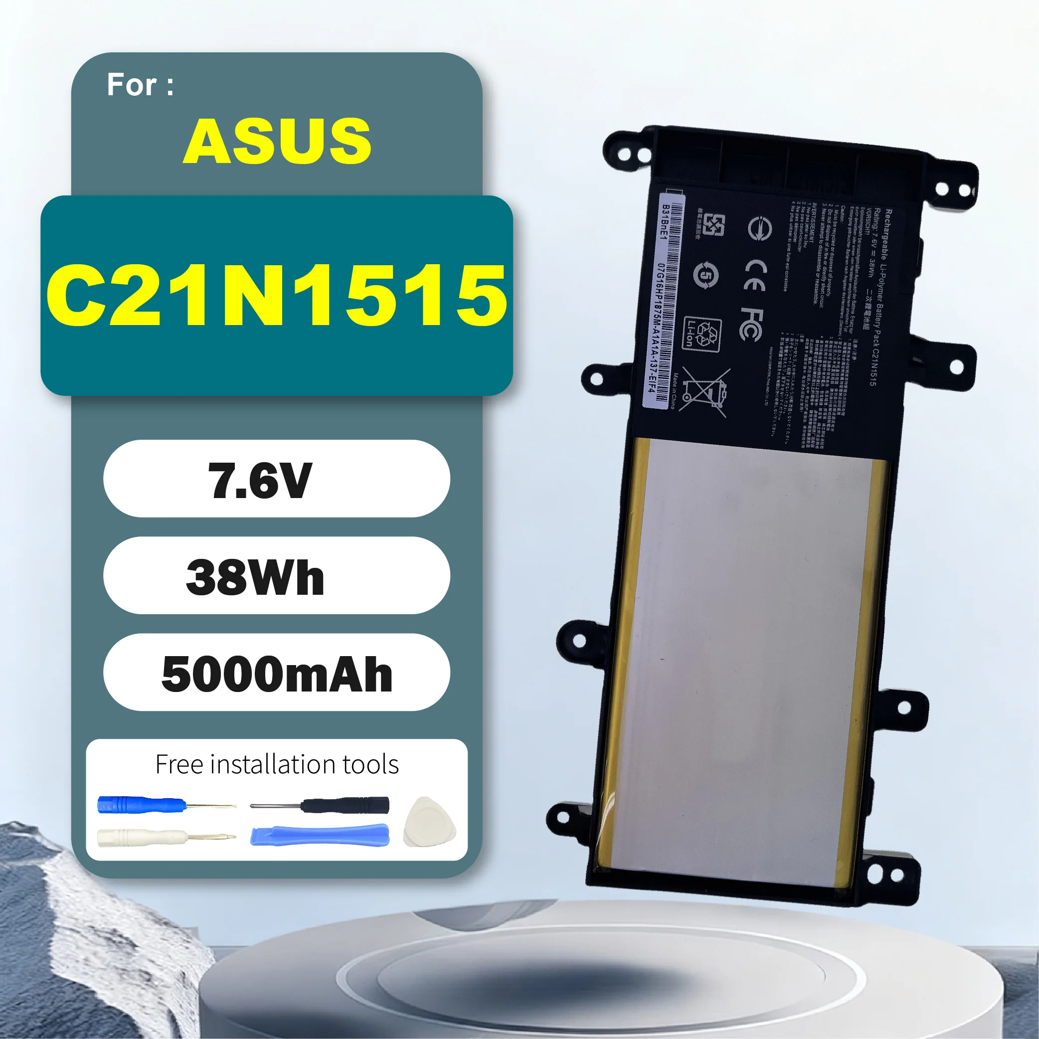 

C21N1515 7.6V Laptop Battery Replacement for Asus X756 X756U X756UJ X756UA X756UX X756UB X756UQX X756UW-T4081T X756UA-TY065T