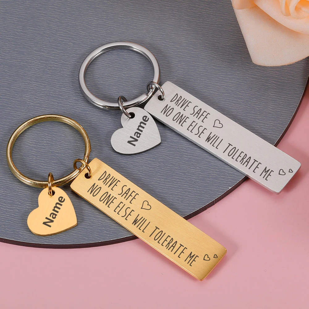 

Personalized Stainless Steel Heart And Square Custom Name Keychain,Unique Decoration, Personalized Font Keychain,Party Surprise.