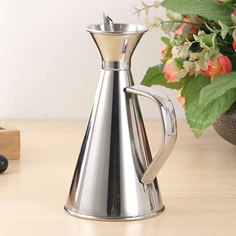 304 Stainless Steel Oil Dispenser Bottle 250ml/500ml/750ml/1000ml Vinegar Cruet Pourer Oil Storage Container Kitchen Cooking