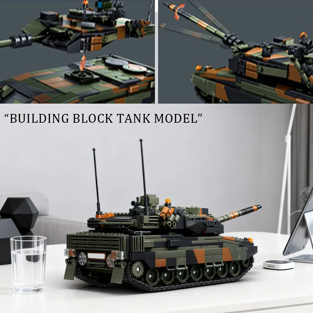 

903 PCS Multi-color Tank Building Block Model, Exquisite Dual Antennas, Hand-assembled Educational Toy