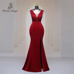 New dress Deep V neck soft satin evening dresses for women party dresses Bridesmaid dress formal dress prom dresses