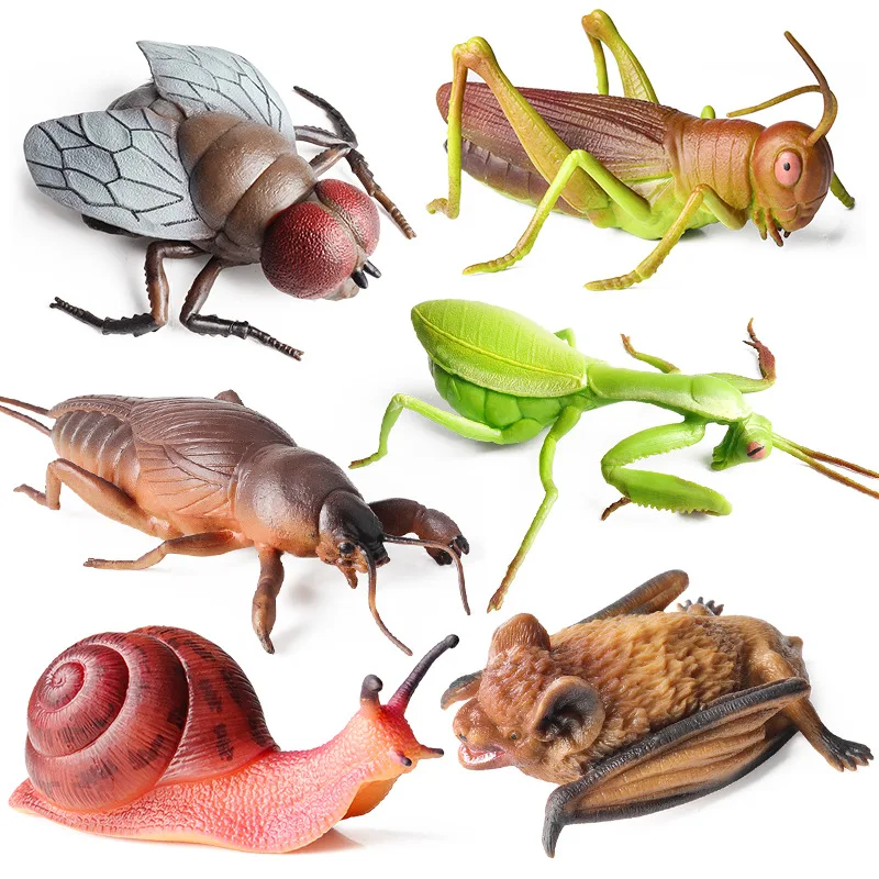 Oenux-Figurines d'action pour enfants, modèle d'insecte, animal sauvage, reptile, doux, TPR, mante, lézard, caméléon, 007, mouche, Gekko, tour d'Halloween, jouet