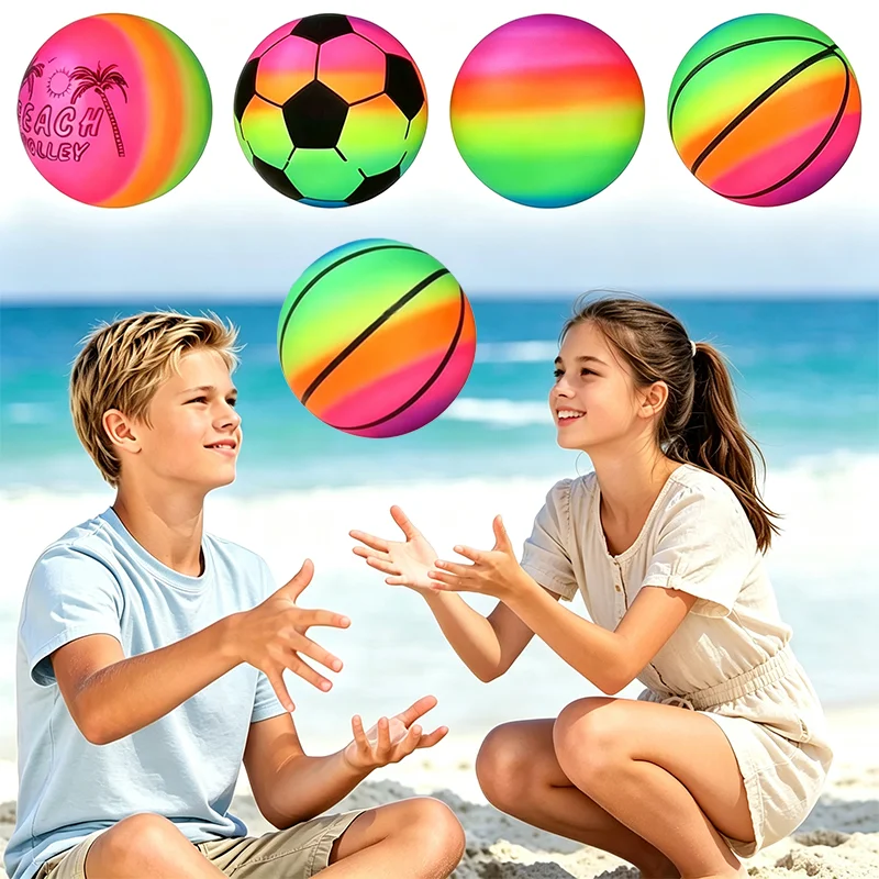 Catch Ball Velcro - 1pc Elastic Rainbow Ball Soft Bouncy