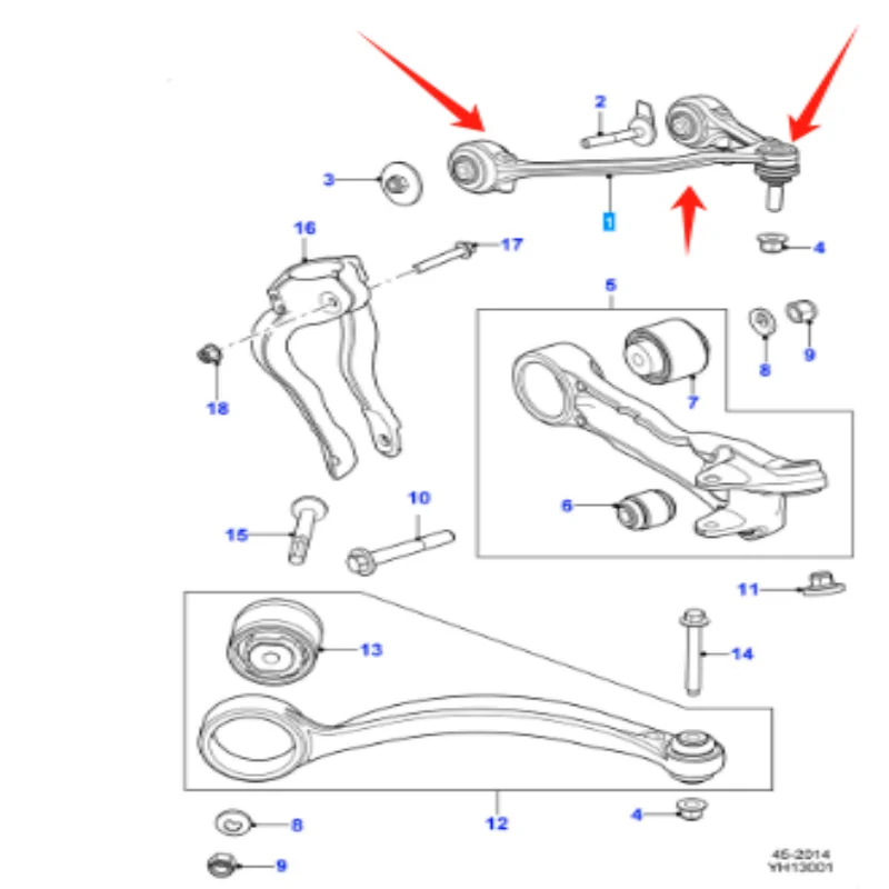 Control Arm Front RH For Jaguar XJ 2010-2019 C2D36804 C2D2474