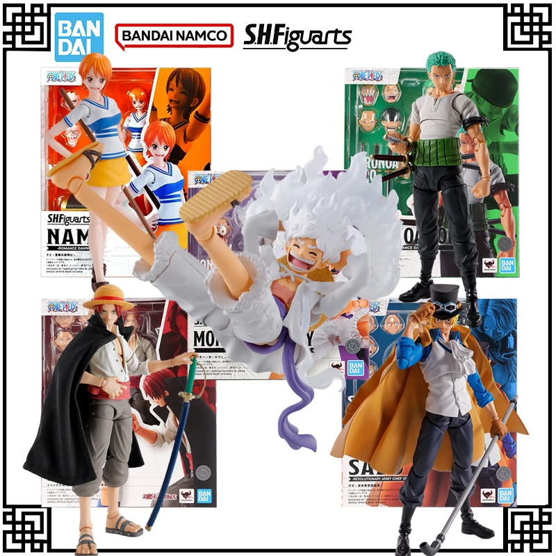 

In Stock Genuine Bandai Original SHF One Piece Anime Figure LUFFY GEAR5 NAMI ZORO SHANKS SABO Action Figures Toys For Boys Gift