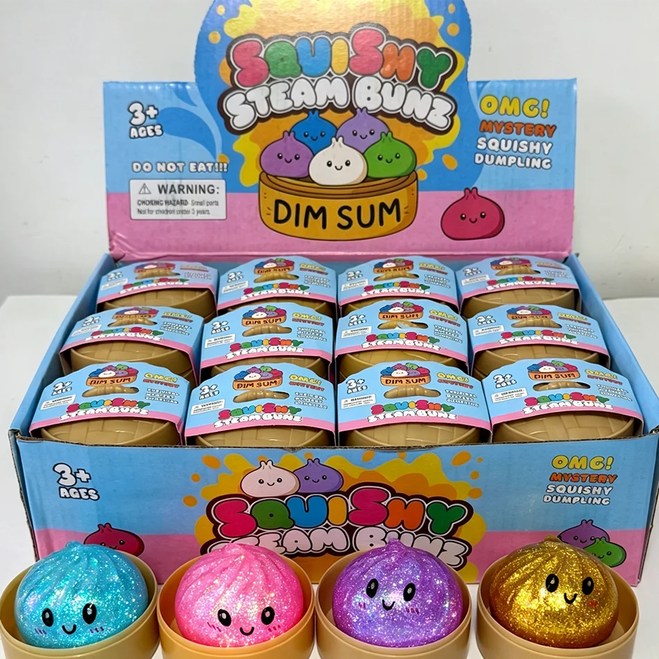 Hot Mini Glitter Dumpling Squishy Gold Glitter Hidden with Box Dumplings Sensory Squeeze Toy for Stress Relief - view 2