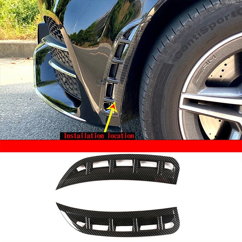 For Mercedes-Benz GLE W167 2020-2021 ABS Carbon Fiber Car Front Bumper Spoiler Side Deflector Sticker Car Exterior Accessories