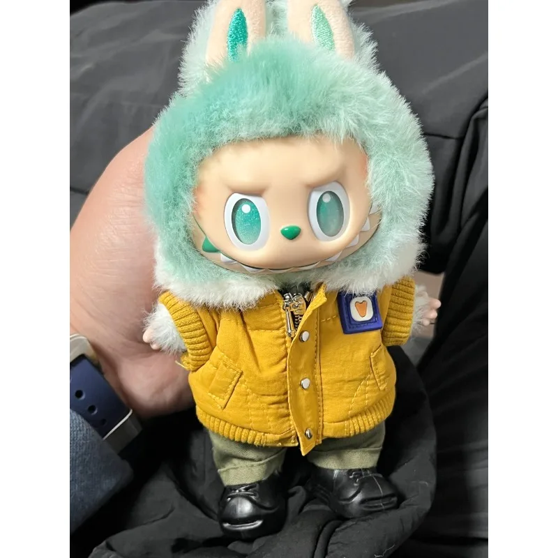 

For 17cm Labubu Doll Coat With Fur Collar Cotton Coat Labubu Clothing Casual Cotton Coat Doll Winter Cotton Coat Holiday Gift