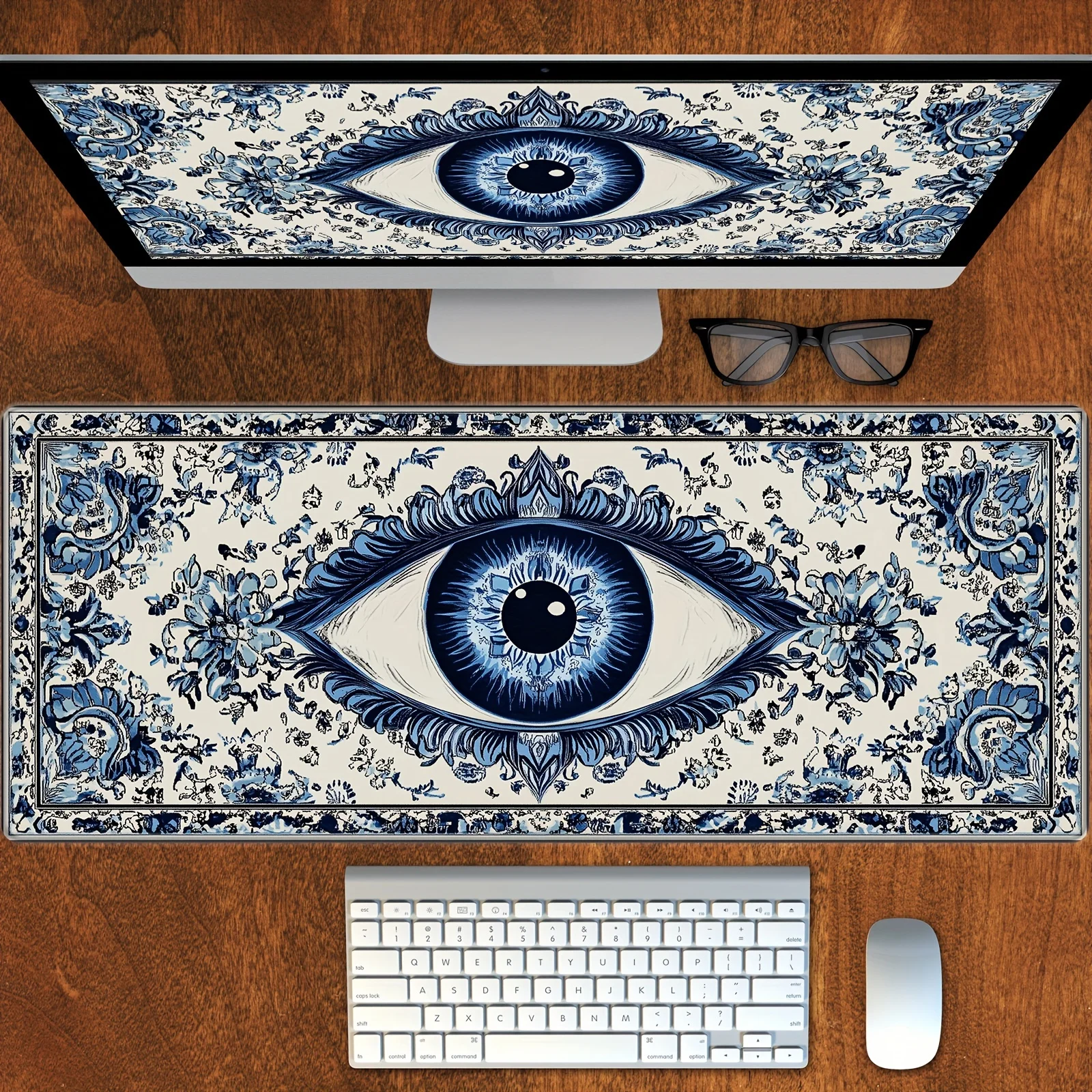 XXL Large Mouse Pad desk mat Blue Eye design Durable keyboard Computer work game player table accessories Decorative carpet