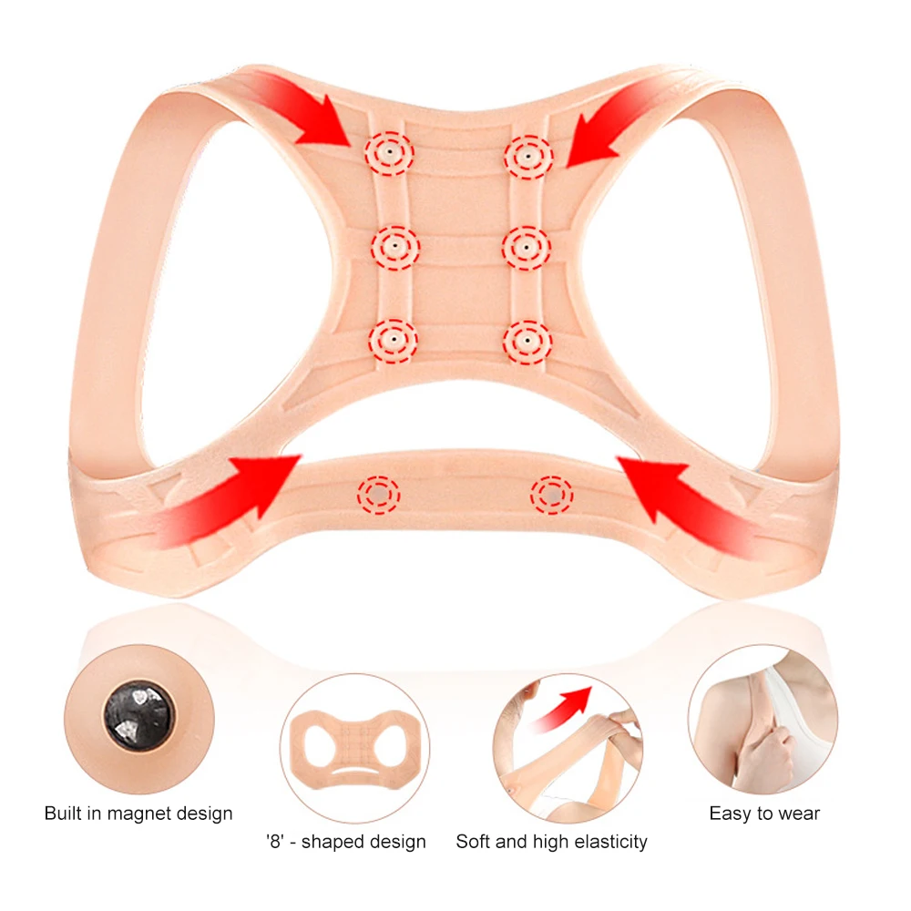 1PCS Silicone Magnetic Posture Corrector for Women Men - Comfortable Upper Back Brace,Helps Relieve Neck, Back and Shoulder Pain