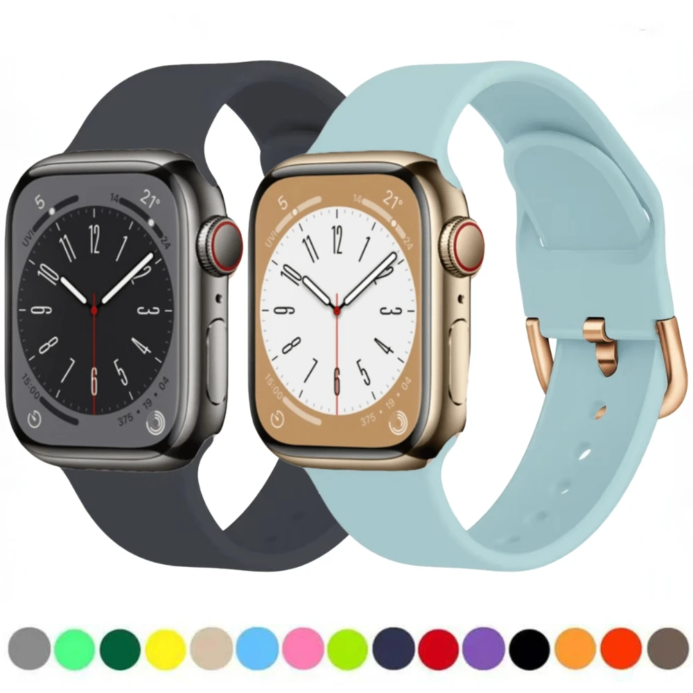 

Silicone Strap for Apple Watch Band 45mm 41mm 44mm 40mm 42mm 38mm Bracelet Ultra 49mm Wrist Strap iWatch Series 8 7 6 5 4 3 SE