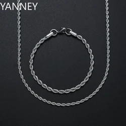 Charm 925 Sterling Silver Jewelry 16-24 Inches 4MM Rope Chain Bracelet Necklace Hip Hop Punk Men Women Fashion Gift Accessories