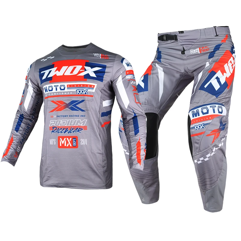 

Two-X 4-Way Stretch Podium Gladiator MX Motocross Jersey Pants Set Offroad Dirt Bike Mountain Enduro ATV Gear Combo Racing Suit
