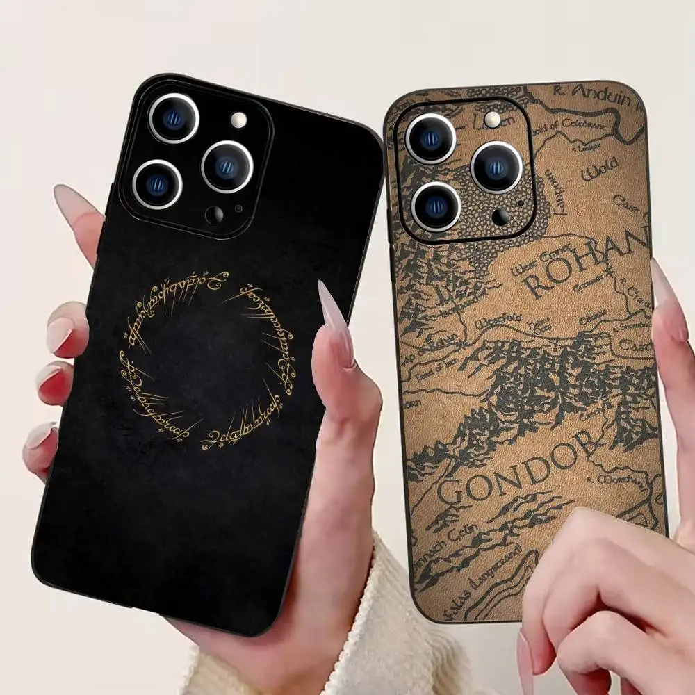 Funda para Teléfono con Diseño de El Señor de los Anillos para iPhone 17, 16, 15, 14, 13, 12, 11 Plus, Pro Max, Otros Modelos, Cubierta Negra Suave