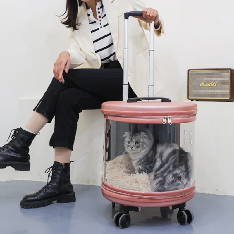 Oversized Pet Bag Trolley Case Transparent Breathable Portable Dog Cat Nest Cage Backpack Space Capsule Outdoor Travel Supplies