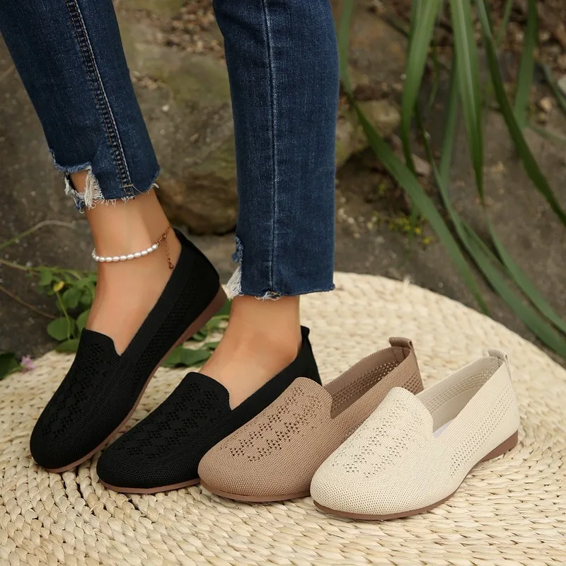 

New Ladies Shoes on Sale Fashion Slip on Women's Flats Autumn Round Toe Solid Low-heeled Concise Large Size Women's Flat Shoes
