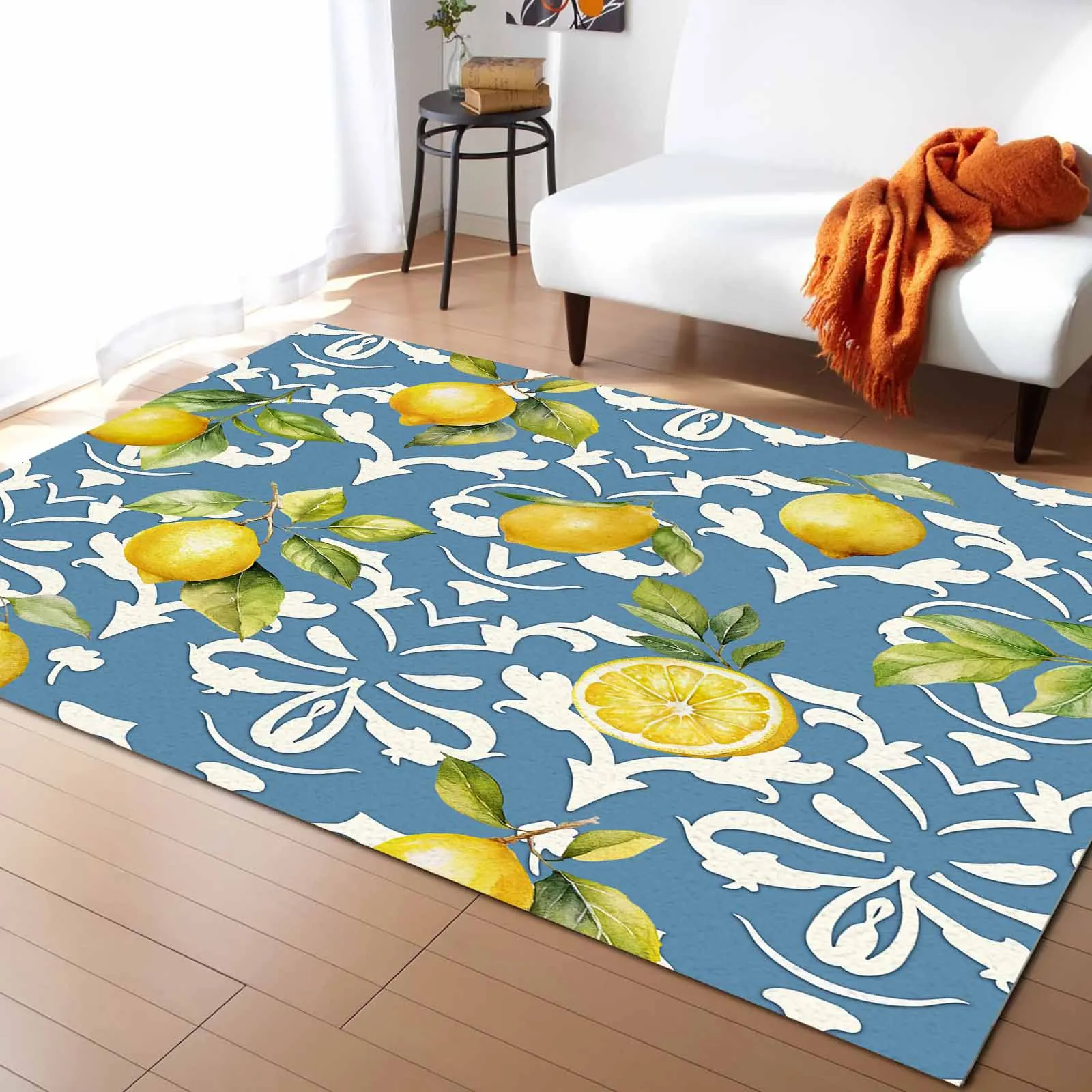 Lemon Leaf Patterns Carpet For Home Living Room Bedroom Bedside Decor Large Area Rug Teen Room Decor Carpet