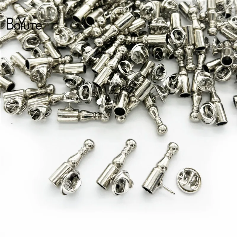 BoYuTe (10 Pieces/Lot) 2.5CM Length Metal Brass Fasteners Materials Diy Fastener for Feather Brooch Pins Jewelry Making