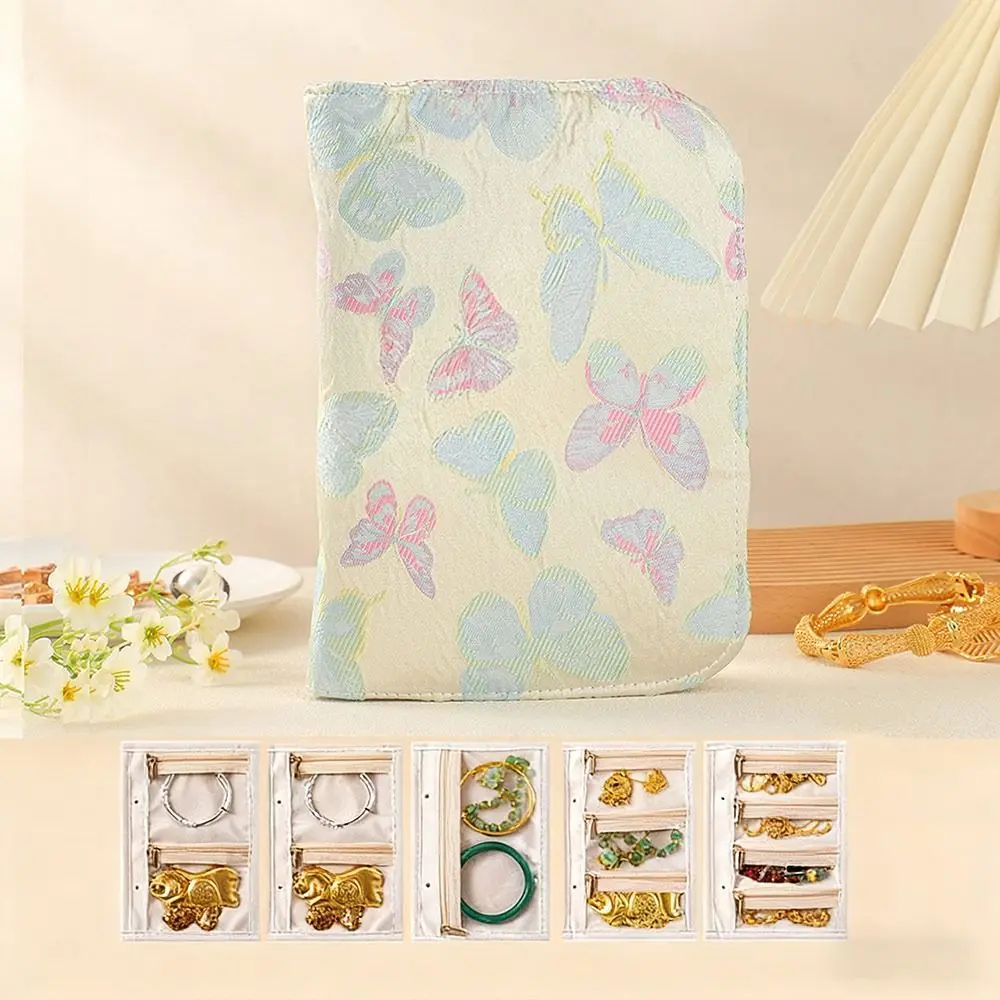

Flower Pattern Jewelry Storage Book Zipper Closure Multi-layer Binder Storage Book with Zipper Anti-oxidation Grid