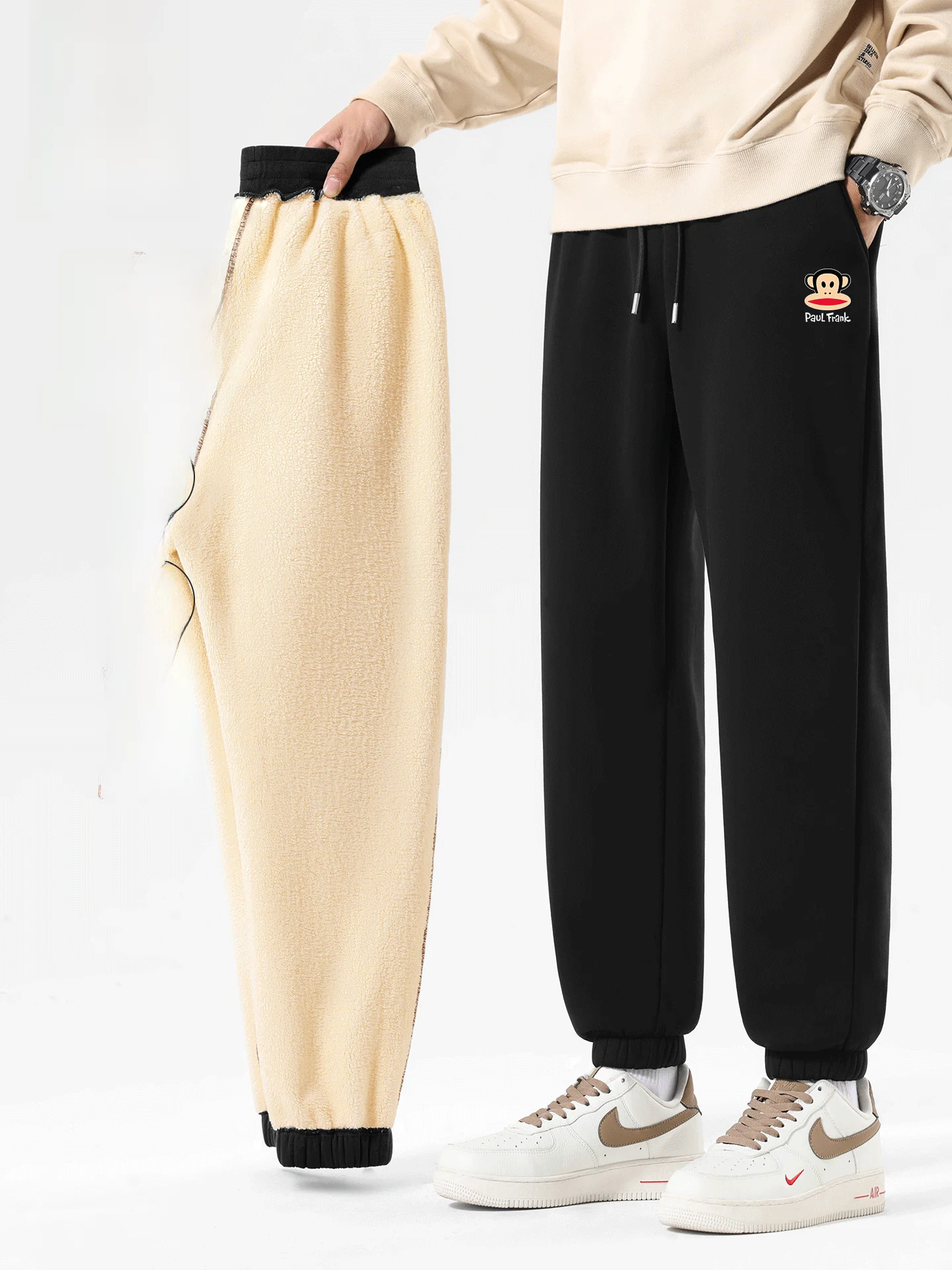 

Мужские теплые брюки из овечьего вельвета с манжетами, черные, повседневные, длинные, зимние, модные, свободного кроя, со средней посадкой, не требуют глажки