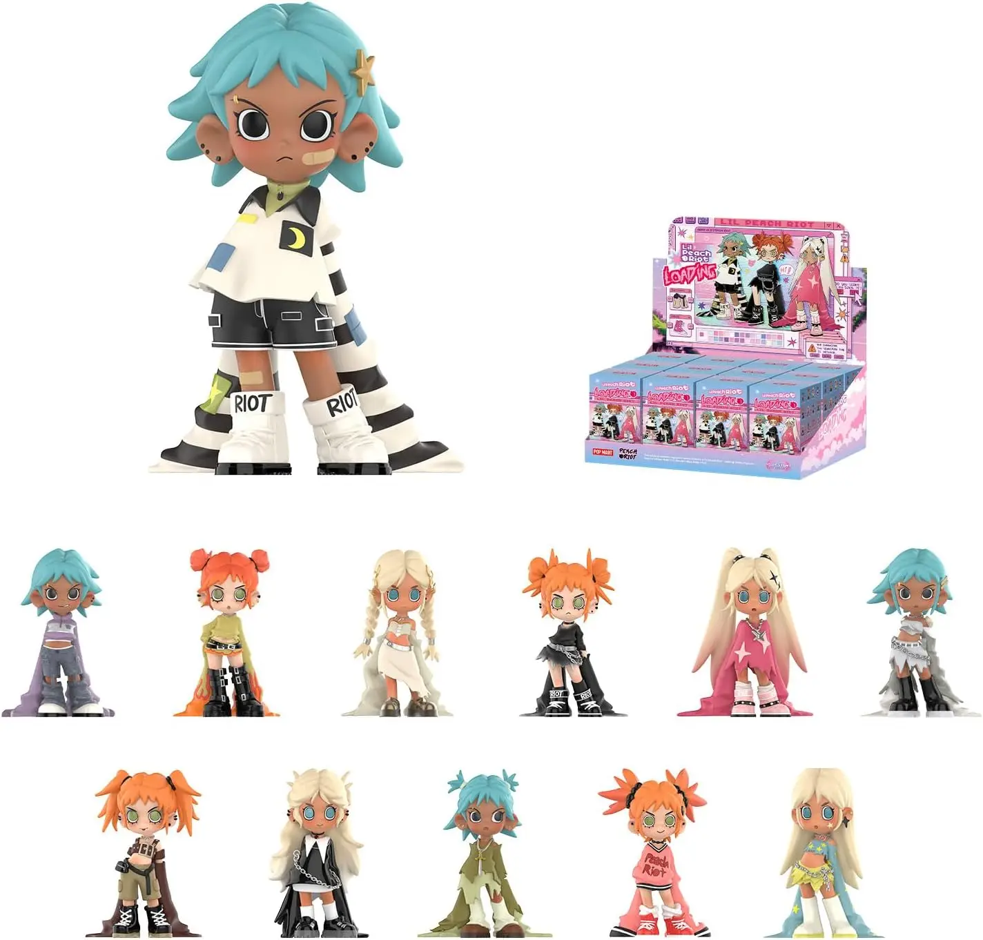 

100% подлинный POP MART Lil Peach Riot Loading 12 шт., фигурки слепых коробок, случайный дизайн, экшн-игрушки, коллекционный домашний декор, подарок