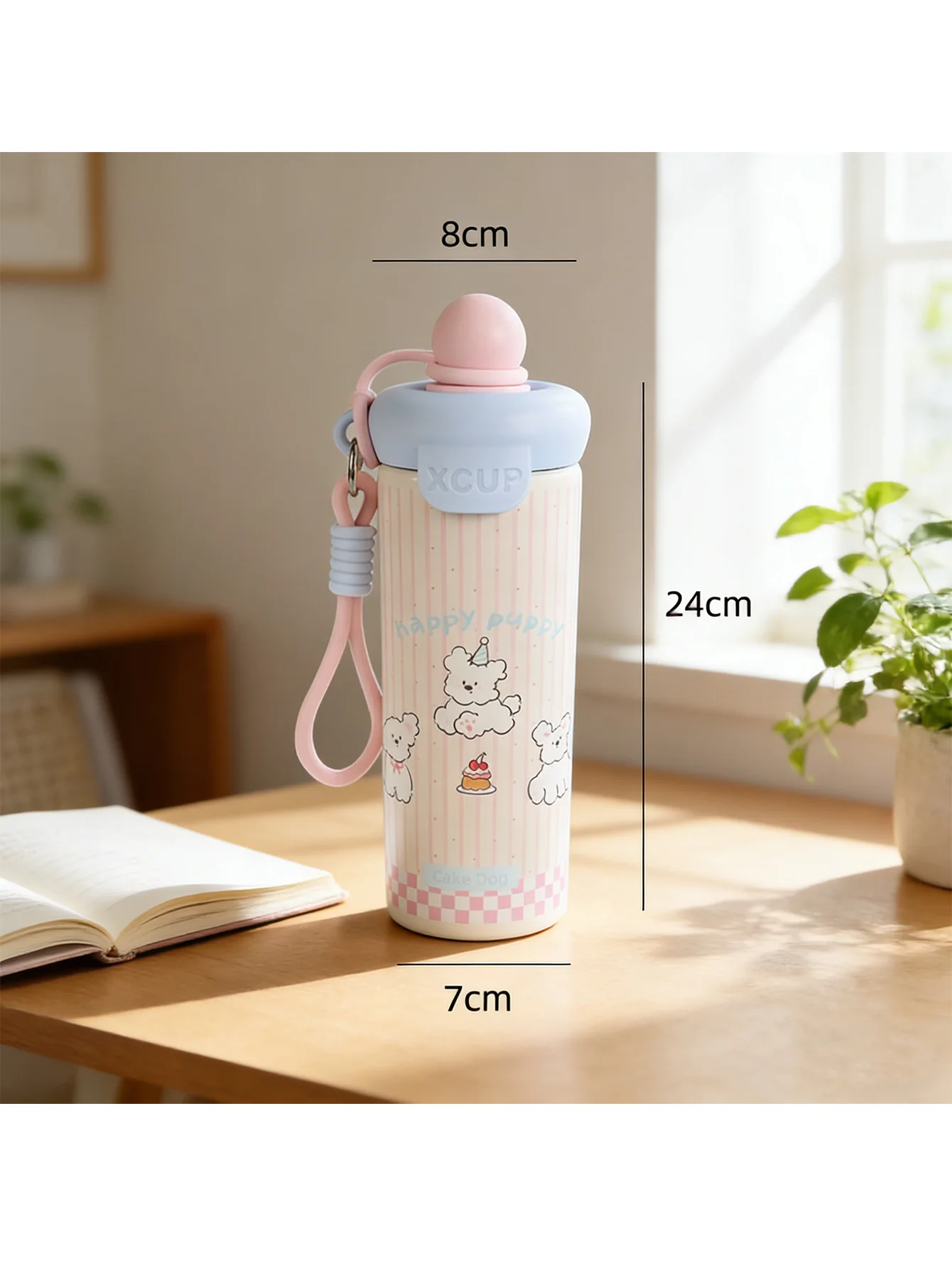 

Floating ball straw thermos cup, food-grade material, cute design, lightweight and easy to carry