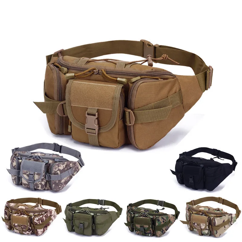 

Men Waist Fanny Pack Belt Bag Military Tactical Travel Outdoor Sports Climb Multi-Pocket Nylon Male Sling Chest Hip Bum Bag